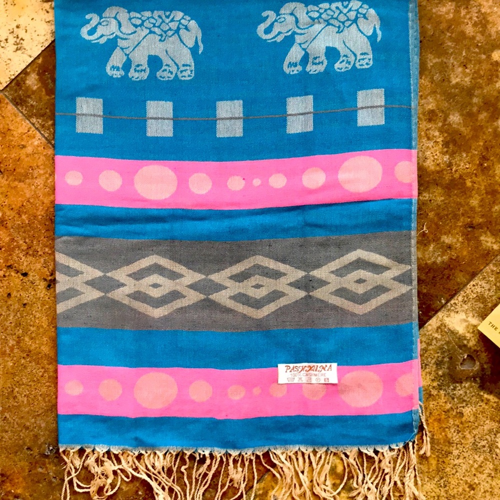 Brand New 100% Silk Pashmina from Thailand. Soft, artsy. 28 x 66 inches